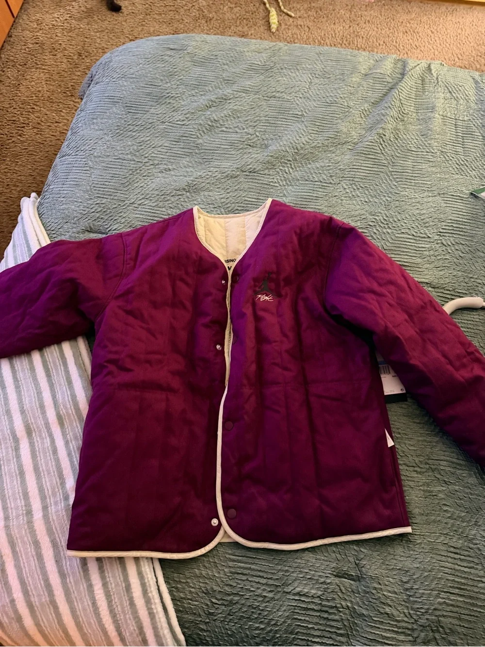 Jordan Quilted Burgundy Jacket with Cream Trim